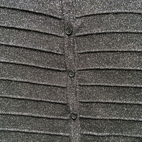 Cable & Gauge Black Metallic Button Front Long Sleeve Cardigan Sweater New Year - Picture 6 of 9